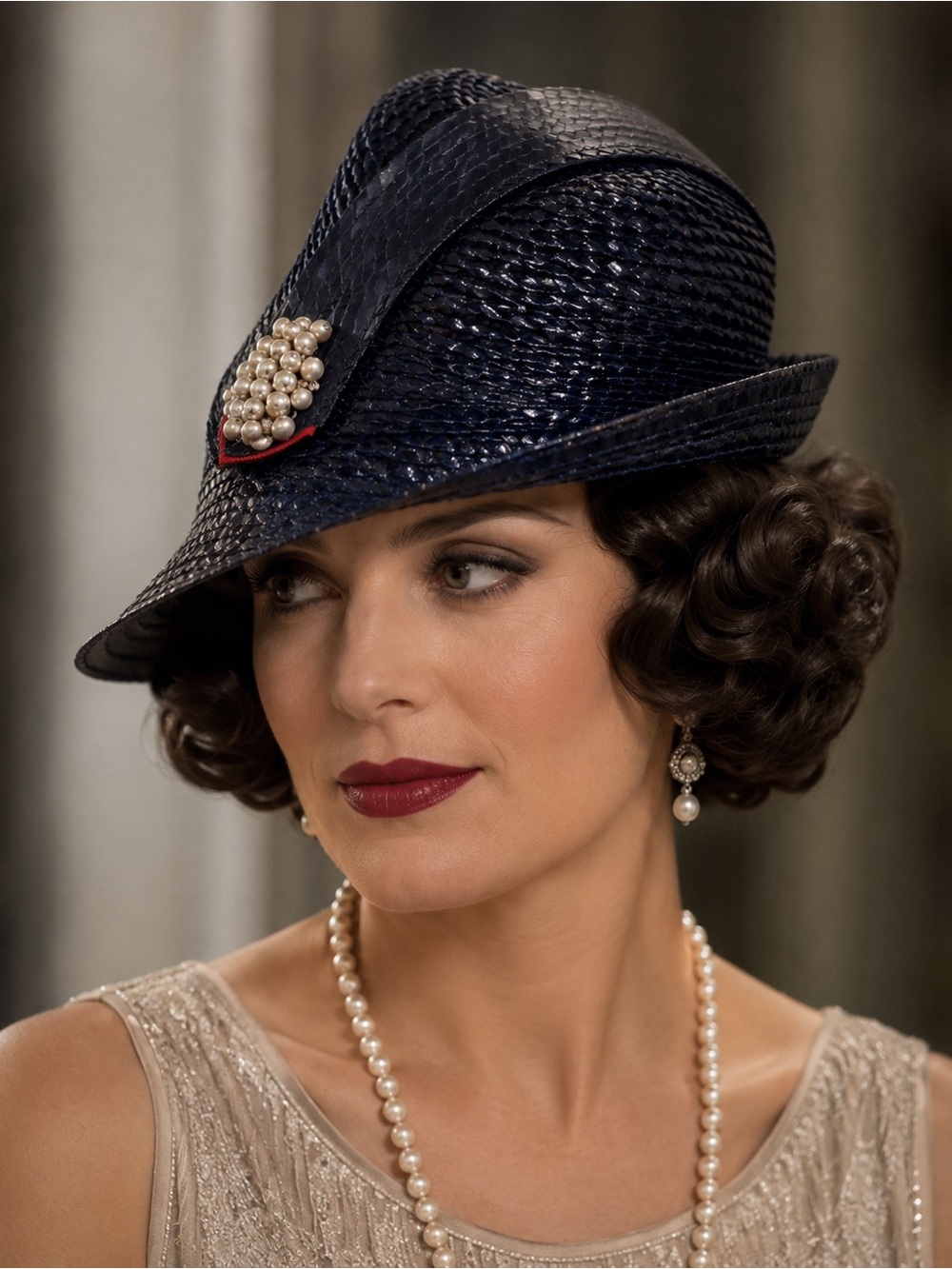 vintage straw and pearl hat